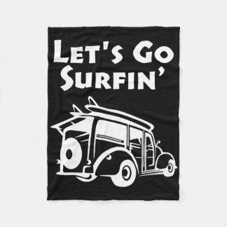 Vintage Surfing Pacific Ocean Surfboard Station Wa Fleece Deken