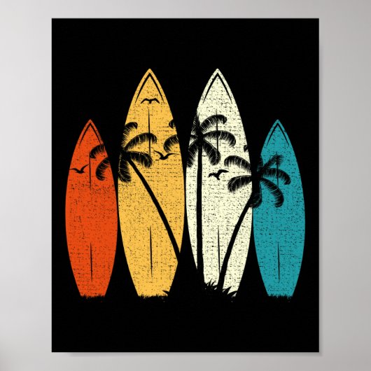 Vintage Surfplank Strand Surf Surfer Golf Surfing Poster (Voorkant)