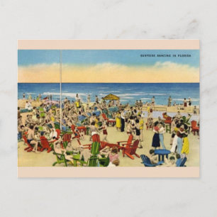 Vintage Surfside Dancing in Florida Post Card Briefkaart