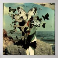 Vintage Surrealistische Vlinderman Muurkunst Poste