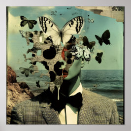 Vintage Surrealistische Vlinderman Muurkunst Poste Poster