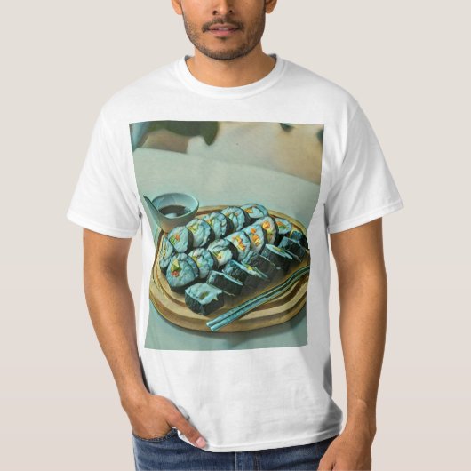 Vintage Sushi Artwork T-shirt (Voorkant)