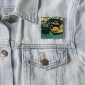 Vintage Sushi cadeau Vierkante Button 5,1 Cm (In situ)