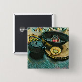 Vintage Sushi cadeau Vierkante Button 5,1 Cm (Voorkant /achterkant)