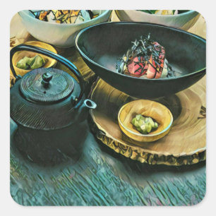 Vintage Sushi cadeau Vierkante Sticker