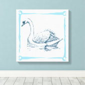 Vintage Swan Canvas Afdruk (Insitu (Houten vloer))