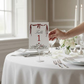Vintage Swans & Ribbon White Wedding Table Number Kaart