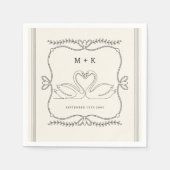 Vintage Swans Stripes Monogram Initials Wedding  Servet (Voorkant)