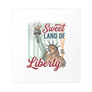 Vintage Sweet Land of Liberty Patriottisch T-shirt Notitieblok