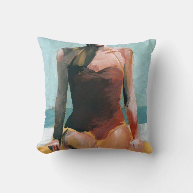 Vintage Swim - Rood Zwempak Kussen (Voorkant)