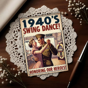 Vintage Swing Dance Hommage aan Krijgsdienst  Briefkaart