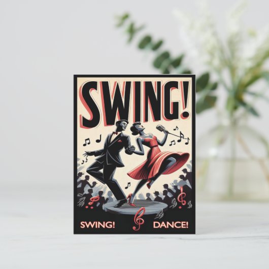 Vintage Swing Dance Night Briefkaart (Staand voorkant)