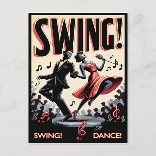 Vintage Swing Dance Night Briefkaart (Voorkant)