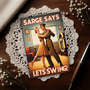 Vintage Swing Dance Saluut aan Militaire Dienst Briefkaart