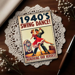 Vintage Swing Dance Saluut aan Militaire Dienst Briefkaart