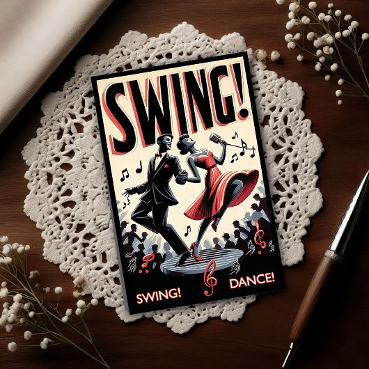 Vintage Swingdans Nacht Briefkaart