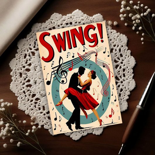 Vintage Swingdans Nacht Briefkaart