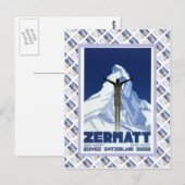 Vintage Swiss Raulway Poster, Zermatt Briefkaart (Voorkant / Achterkant)