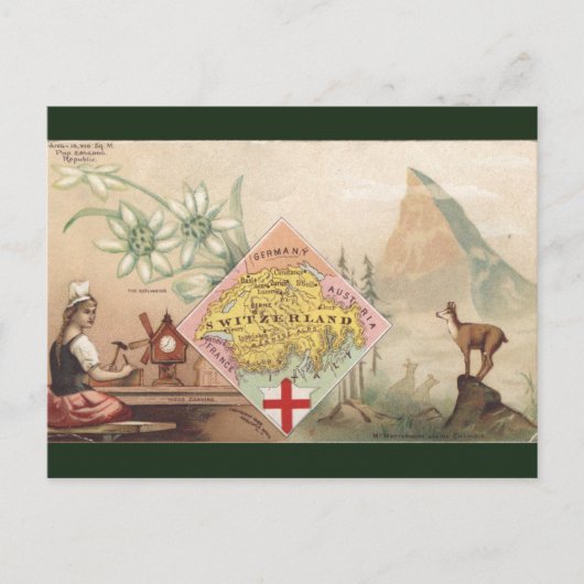Vintage Switzerland Map Briefkaart (Voorkant)