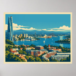 Vintage Sydney Australië Stadsgezicht Poster