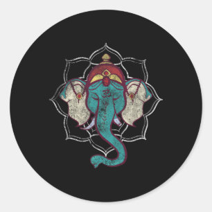 Vintage T-shirt met Lord Ganesha Hindoeïsme Yoga Ronde Sticker