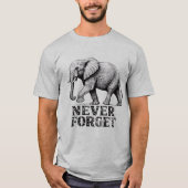 Vintage T-shirt met olifant die nooit vergeet graf (Voorkant)