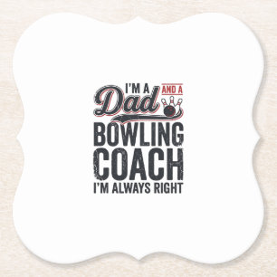 Vintage T-shirt ontwerp voor vader bowlingcoach al Kartonnen Onderzetters