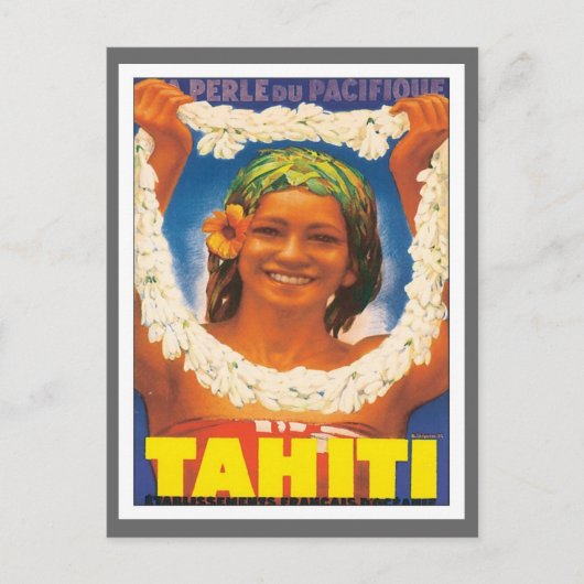 Vintage Tahiti Briefkaart (Voorkant)
