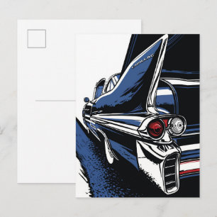 Vintage Tailfin Glow in Pop Art Blauw Briefkaart