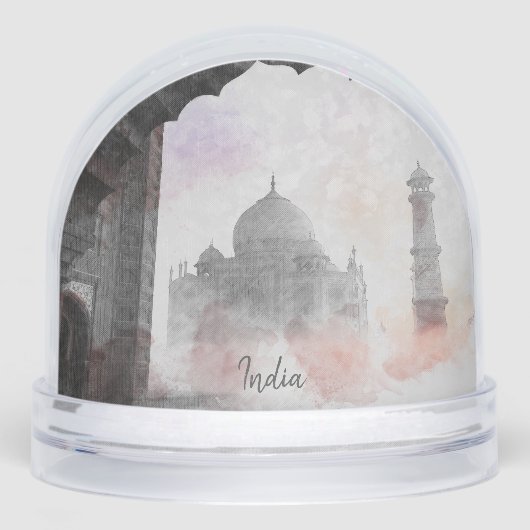 Vintage Taj Mahal Snow Globe – Retro India Travel  Sneeuwbol (Voorkant)