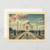 Vintage Taj Mahal Travel Briefkaart (Voorkant / Achterkant)