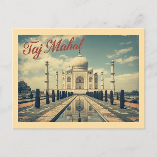 Vintage Taj Mahal Travel Briefkaart (Voorkant)