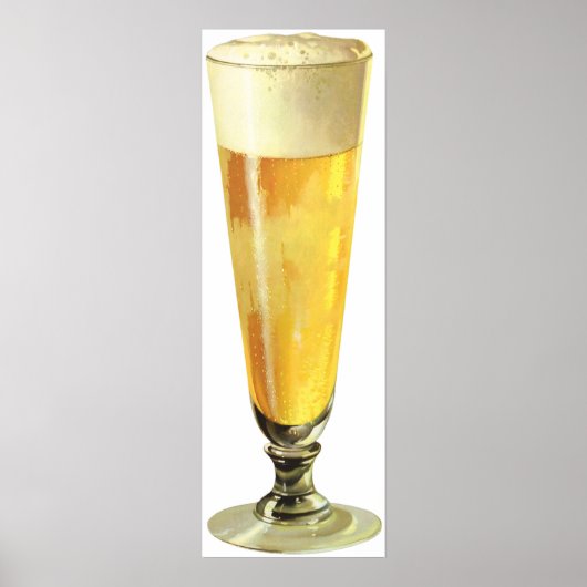 Vintage Tall Frosty Draft Beer, Alcohol Beverage Poster (Voorkant)