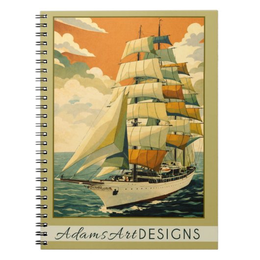 Vintage Tall Ship Sailing Retro Nautical Notitieboek (Voorkant)