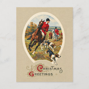 Vintage Tally-Ho traditionele Engelse vossejacht Feestdagenkaart