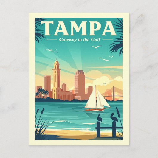 Vintage Tampa Briefkaart (Voorkant)