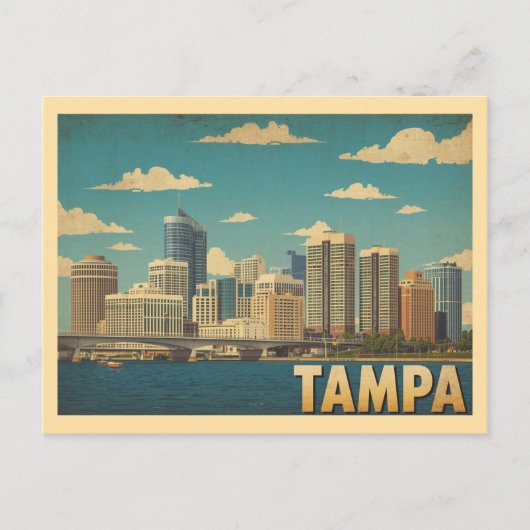 Vintage Tampa Travel Briefkaart (Voorkant)