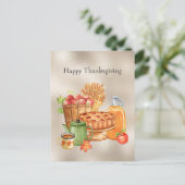 Vintage Tan Pie Apples Cider Wheat Thanksgiving Feestdagenkaart (Staand voorkant)