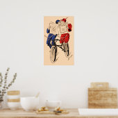 Vintage Tandem Bicycle Couple Reading Kissing Poster (Keuken)