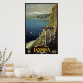 Vintage Taormina Sicilië - Italiaanse reisorganisa Poster (Keuken)