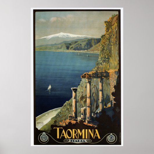 Vintage Taormina Sicilië - Italiaanse reisorganisa Poster (Voorkant)