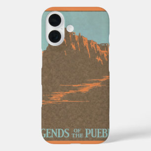 Vintage Taos Pueblos New Mexico, Reisposter Kunst iPhone 16 Hoesje