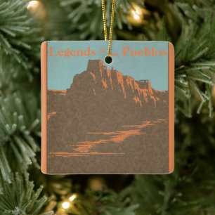 Vintage Taos Pueblo's New Mexico, Reisposter Kunst Keramisch Ornament