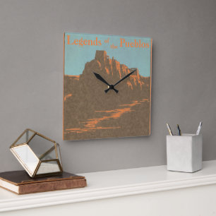 Vintage Taos Pueblo's New Mexico, Reisposter Kunst Vierkante Klok