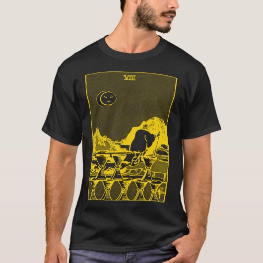 VINTAGE TAROT CARD CUPS EIGHT T-SHIRT (Voorkant)