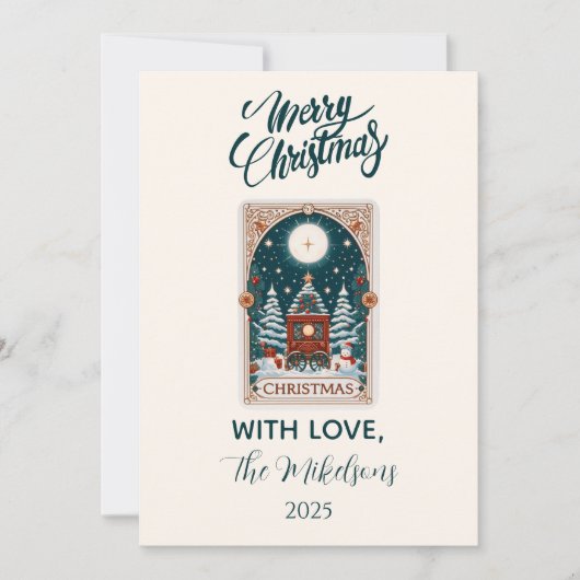 Vintage Tarot Christmas Feestdagenkaart (Voorkant)