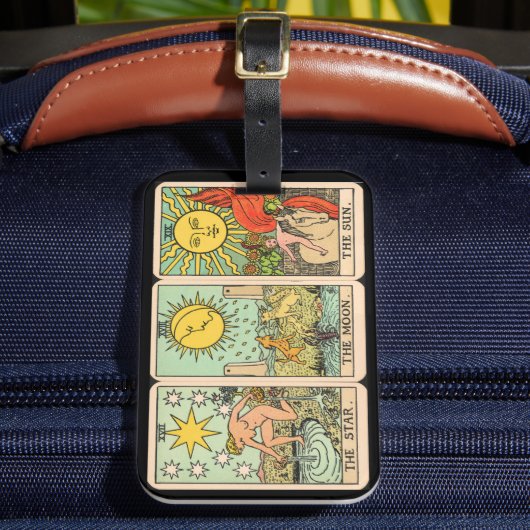 Vintage Tarot Kaart Trio Bagagelabel (Voorkant Insitu 2)