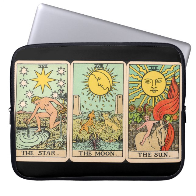 Vintage Tarot Kaart Trio Laptop Sleeve (Voorkant)