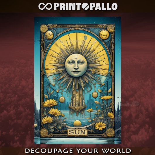Vintage Tarot Zonkaart Tissuepapier