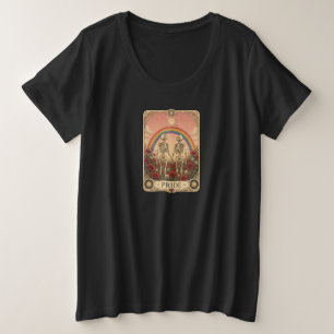 Vintage Tarotkaart Pride Skelet Liefhebbers Regenb Grote Maat T-shirt